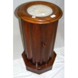 A Victorian cylindrical pot cupboard with marble top