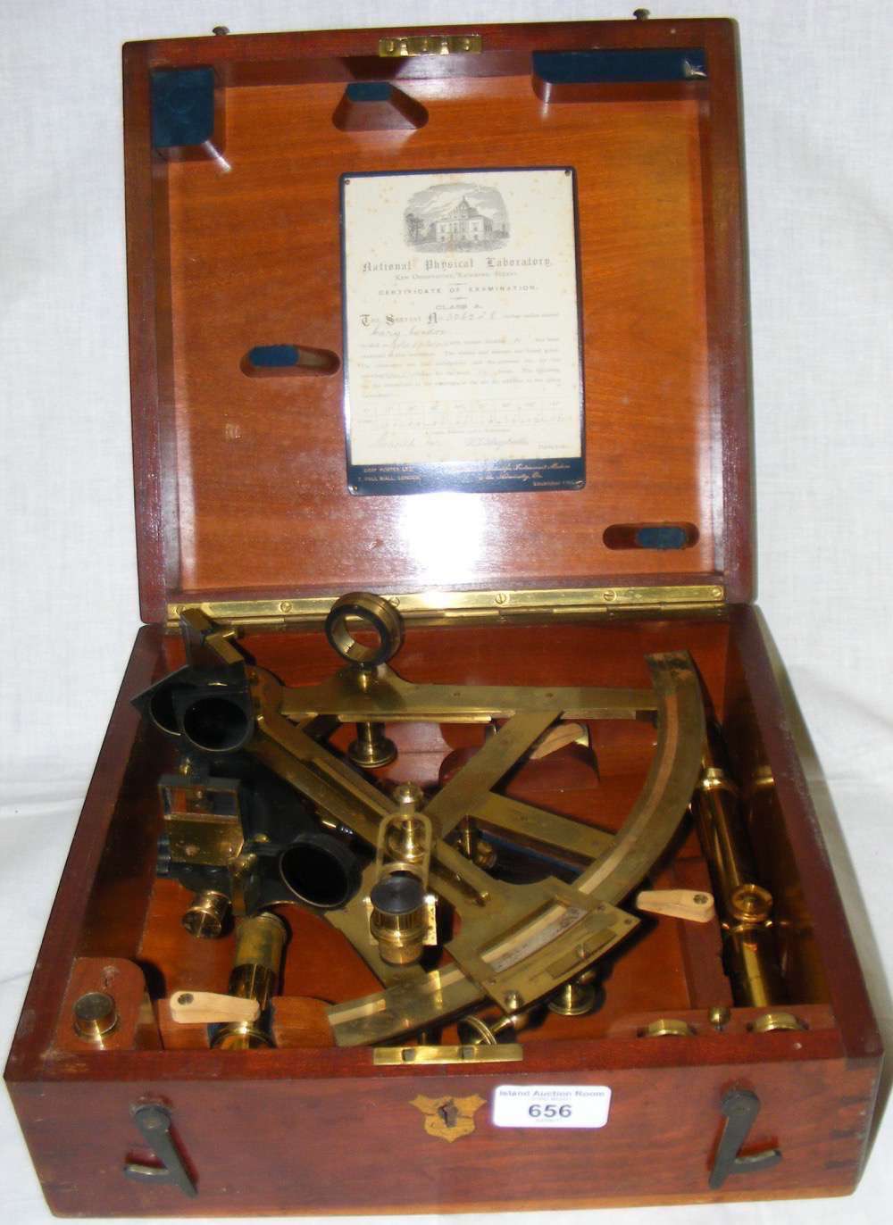 A brass and gun metal sextant complete with original lenses by Cary, London, No. 3262, in original