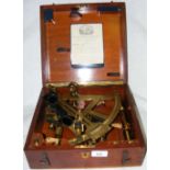 A brass and gun metal sextant complete with original lenses by Cary, London, No. 3262, in original