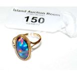 A 9ct gold oval opal dress ring