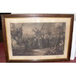 AFTER W. SIMPSON - 68cm x 100cm monochrome engraving - "England and America" depicting Queen