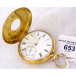 An 18ct gold cased gent's half-hunter pocket watch engraved "John Dobson, Newcastle"