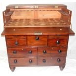 A 19th century mahogany two-section military campaign chest/drinks cabinet, the hinged secretaire