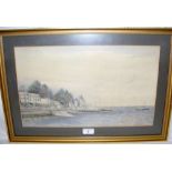 T. WICKHAM - 27cm x 45cm watercolour - Royal Yacht Squadron, Cowes - signed and dated April 1926