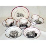 A collection of early 19th century tea ware including cups, saucers, bowls in memory of the death of