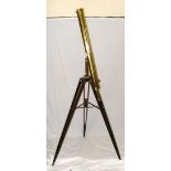 A 3in brass telescope on mahogany tripod by Andrew J. Lloyd & Co, Boston