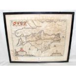 An early Johannes Blaeu hand coloured map of the Isle of Wight - 40cm x 50cm