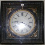 A 19th century square brass inlaid wall clock - 56cm x 56cm