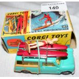 Boxed Corgi Mini Countryman with surfing figure and surf boards