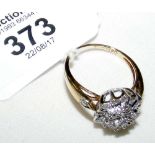 Diamond cluster ring in 9ct gold setting