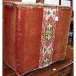 A 19th century material clad wooden log bin with hinged lid