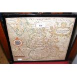 Early hand coloured map of Lancastriae - dated 1620 - 30cm x 30cm