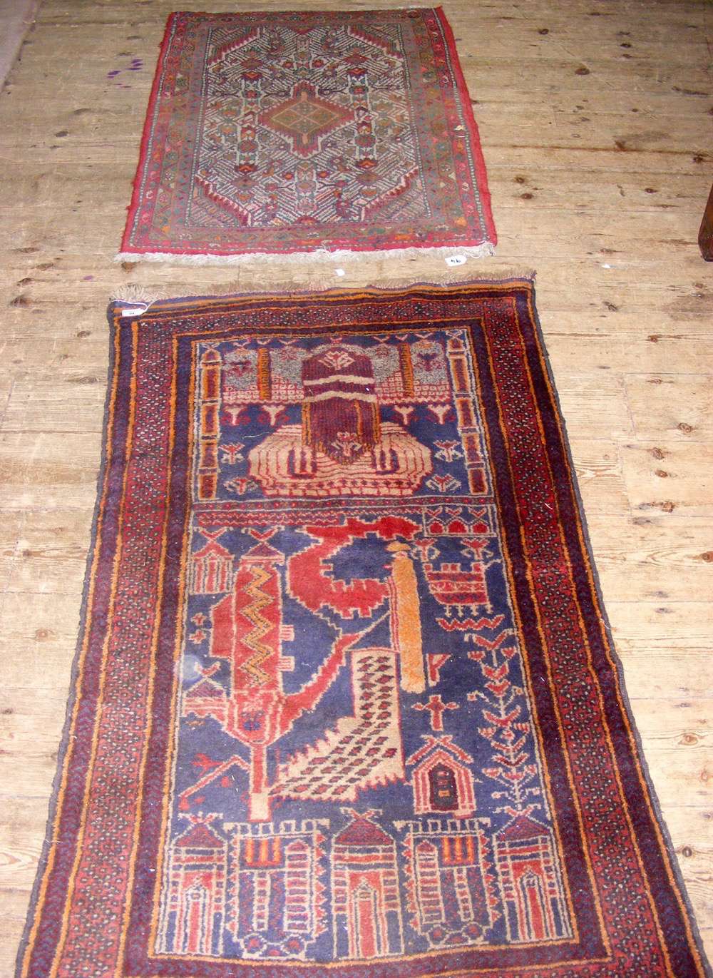 Antique Middle Eastern rug and one other