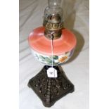 French oil lamp with ceramic reservoir, flower detail