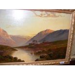 GRAHAM WILLIAMS - 40cm x 60cm - oil on canvas - Highland river and mountain landscape "End of Day