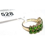 Green stone 9ct gold dress ring