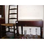 A ladder back chair, together with a mahogany antique commode with porcelain liner