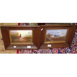 Crown Devon Fieldings hand painted porcelain plaque of pheasants - signed lower right, together with