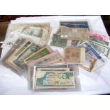 Collection of English and foreign banknotes, including £5 and other