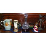 Royal Doulton seriesware vase, cut glass decanter, etc.