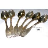 Six silver dessert spoons