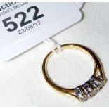 Three stone diamond ring in 18ct gold setting