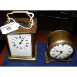 Brass cased carriage clock, together with one other bedside clock