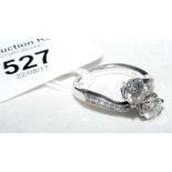 A two stone diamond crossover ring in 18ct white gold setting - approx. 1.65 carat total