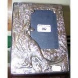 Silver photo frame with kangaroo decoration - 20cm x 16cm