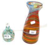 Large Mdina glass vase, together with a scent bottle and stopper