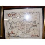 An early Johannes Blaeu hand coloured map of the Isle of Wight - 40cm x 50cm