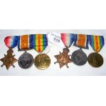 Set of First World War medals to Private C E Wilkes, 15 London Regiment, together with one for