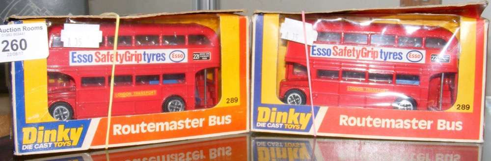 Two boxed Dinky Toys No. 289 Routemaster Buses