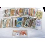 Various collectable banknotes from around the world, including France and other