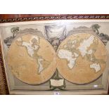 Laurie & Whittle - an early hand coloured "New Map of the World" - showing the Western Hemisphere