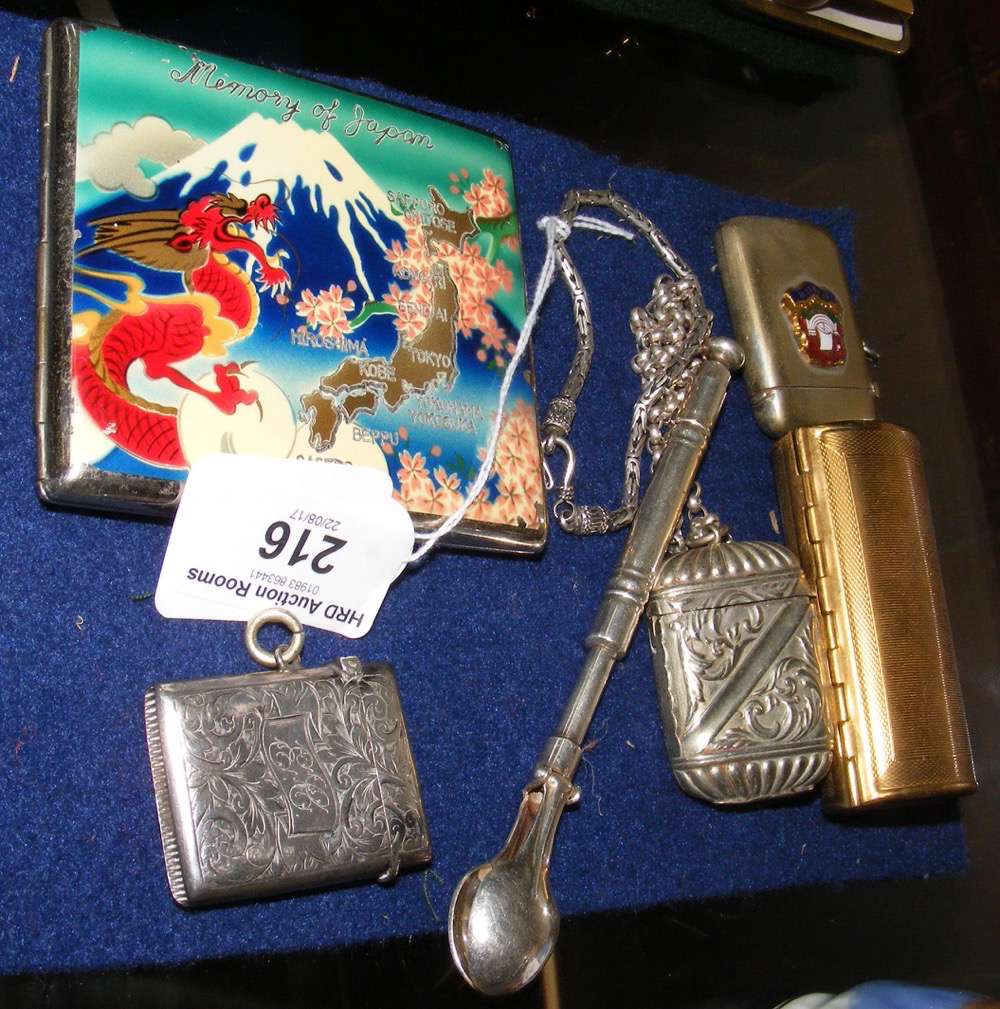 Silver vesta case, cigarette case, etc