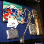 Silver vesta case, cigarette case, etc