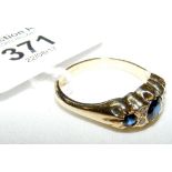 A sapphire and diamond ring in 18ct gold setting