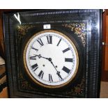 A 19th century square brass inlaid wall clock - 56cm x 56cm