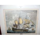 A set of four coloured engravings of British Naval battleships