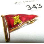 A 9ct gold and enamel I.S.C. burgee pin by Benzies, Cowes