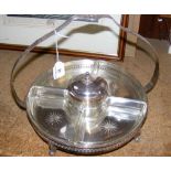 A 28cm diameter glass and silver plated hors-d'oeuvre stand - circa 1900