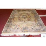 Chinese style carpet with floral border and centre medallion - 280cm x 184cm
