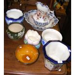 Jug and bowl set, jardinieres, etc.