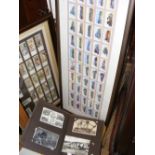 Framed set of 50 Wills's "Railway Engines" cigarette cards, a quantity of loose ditto, postcard