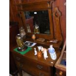 Art Deco oak dressing chest with bevelled mirror over