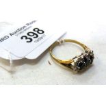 A 9ct yellow gold sapphire and diamond ring