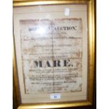 An old Tucker & Pittis Auction Notice - framed and glazed