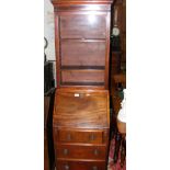 Georgian mahogany dwarf bureau bookcase - 54cm wide