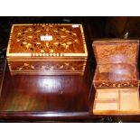An inlaid walnut jewellery box